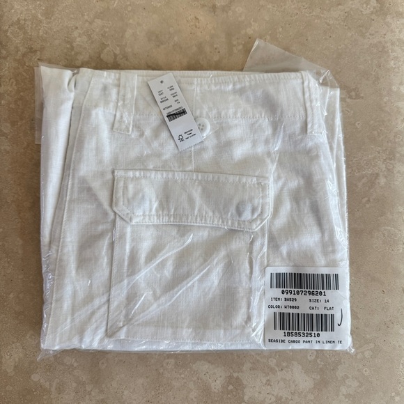 J Crew White Seaside Utility Cargo Pant Linen Blend Womens Size 14 Beach Casual - Picture 16 of 16